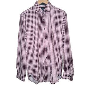 WRK Work Rest Karma 4-Way Stretch Dress Shirt Size 15 1/2 Flip Cuff Red Check